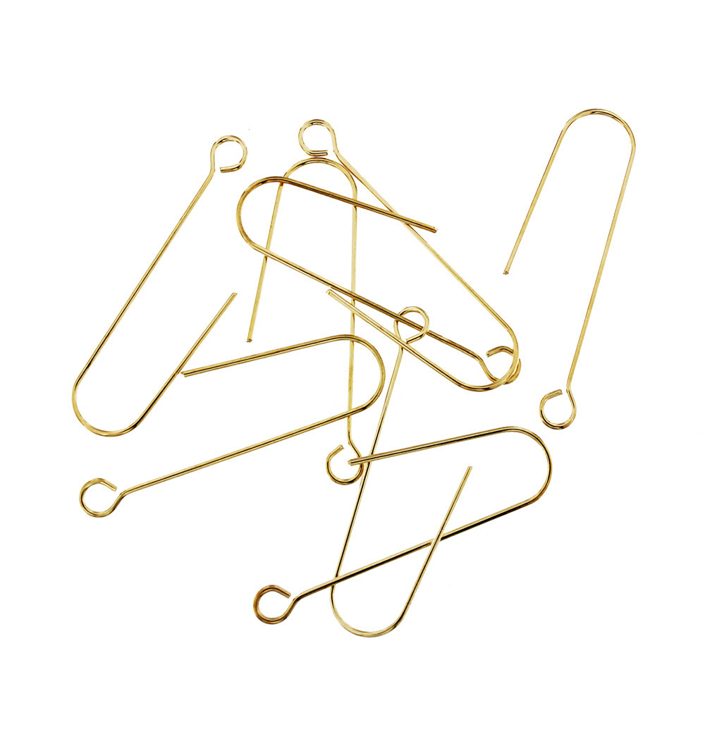 18K Gold Plated Earring Wires - Wire Threader - 36mm - 4 Pieces 2 Pairs - BR043