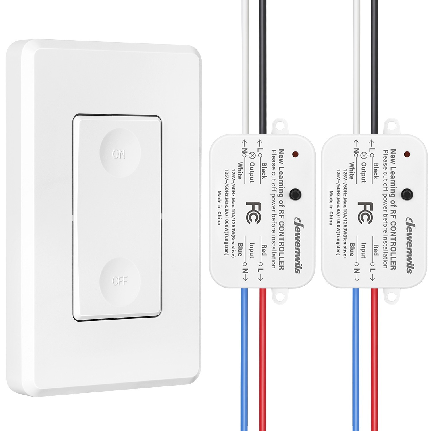 DEWENWILS Wireless Light Switch Kit No Wiring 10A 1200W 100FT RF Remote
