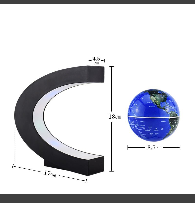 Magnetic Levitation Floating World Map Globe with C Shape Base, Floating Globe