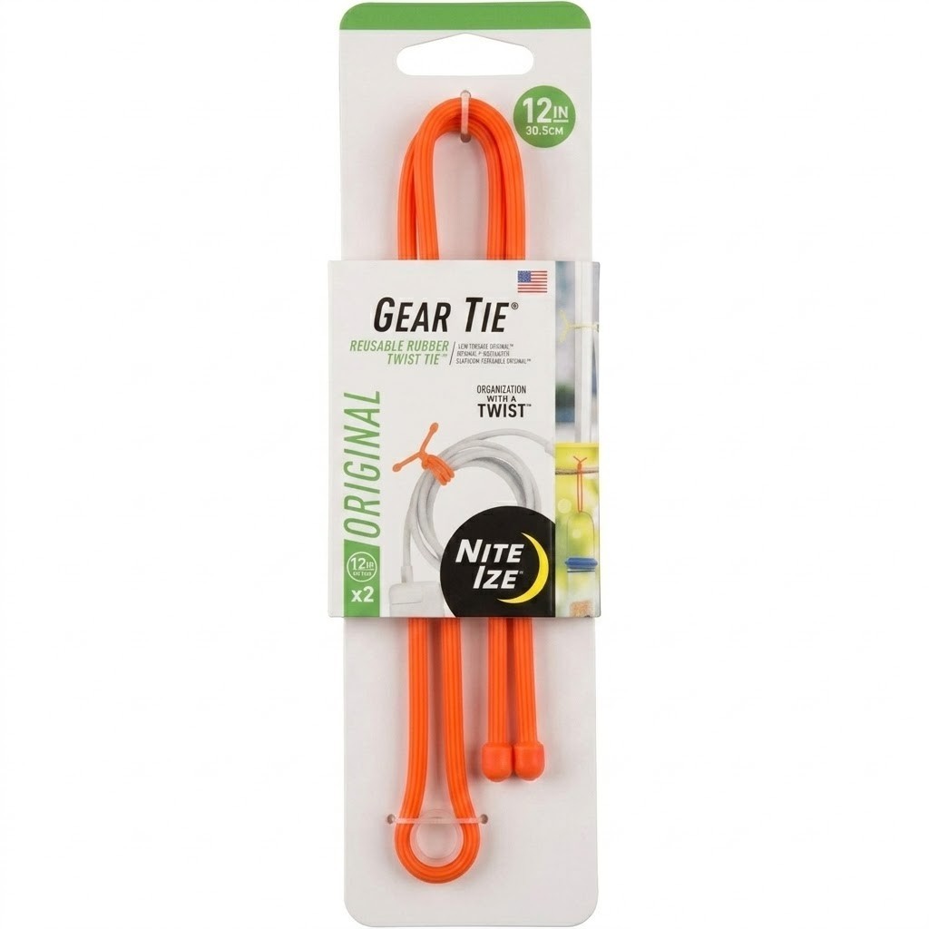 Nite Ize GT18-2PK-31 Gear Tie 18-Inch Reusable Rubber Twist Tie Black 2-Pack