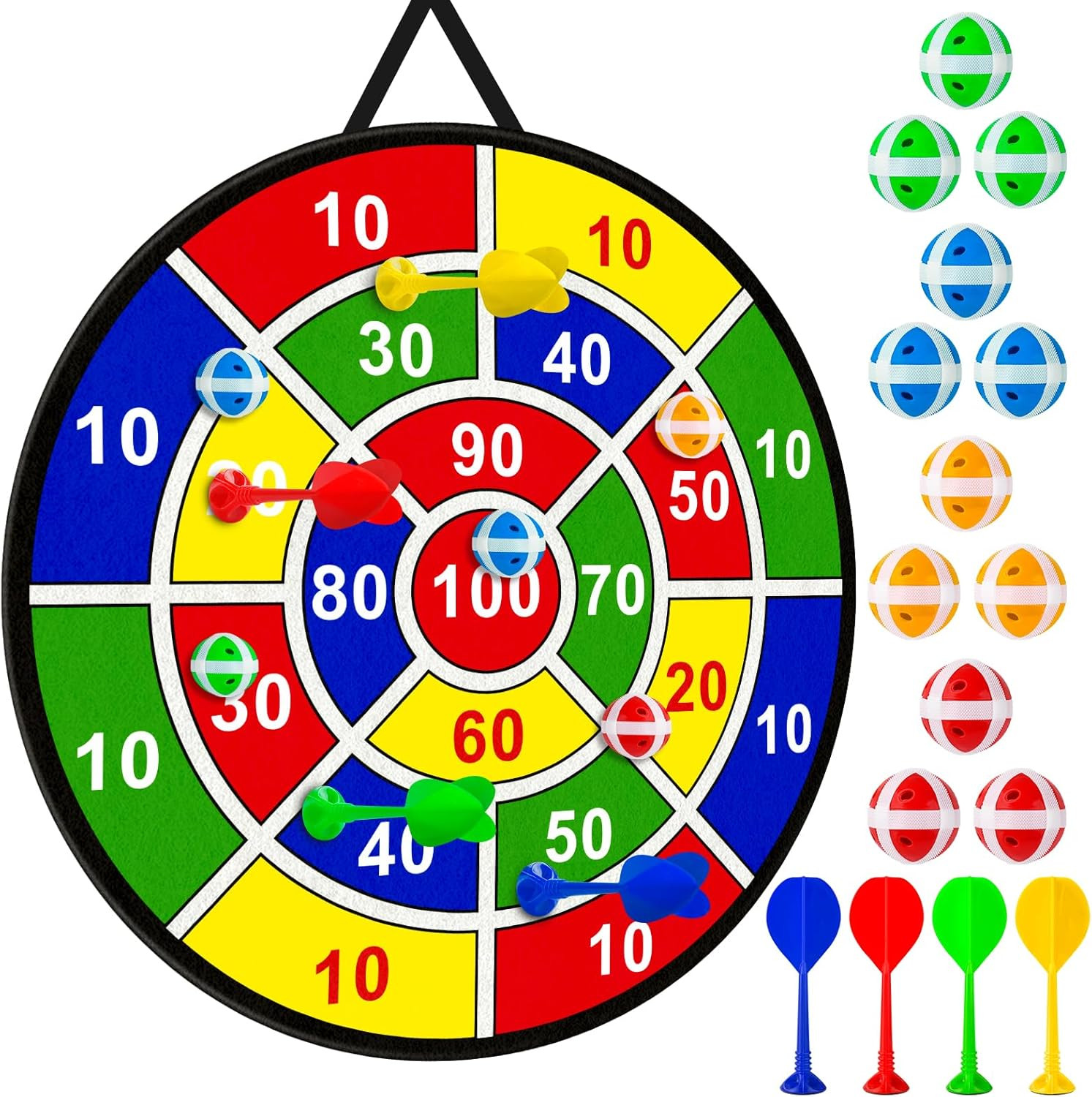 Large Dart Board Toys for Kids - 29'' Sticky Board with 12 Sticky Balls 6 Darts