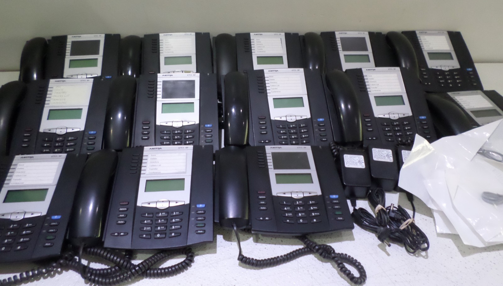 LOT OF 13  AASTRA 6753i RP 53i IP VoiP Display Phone w/ Handset & Curley Cord