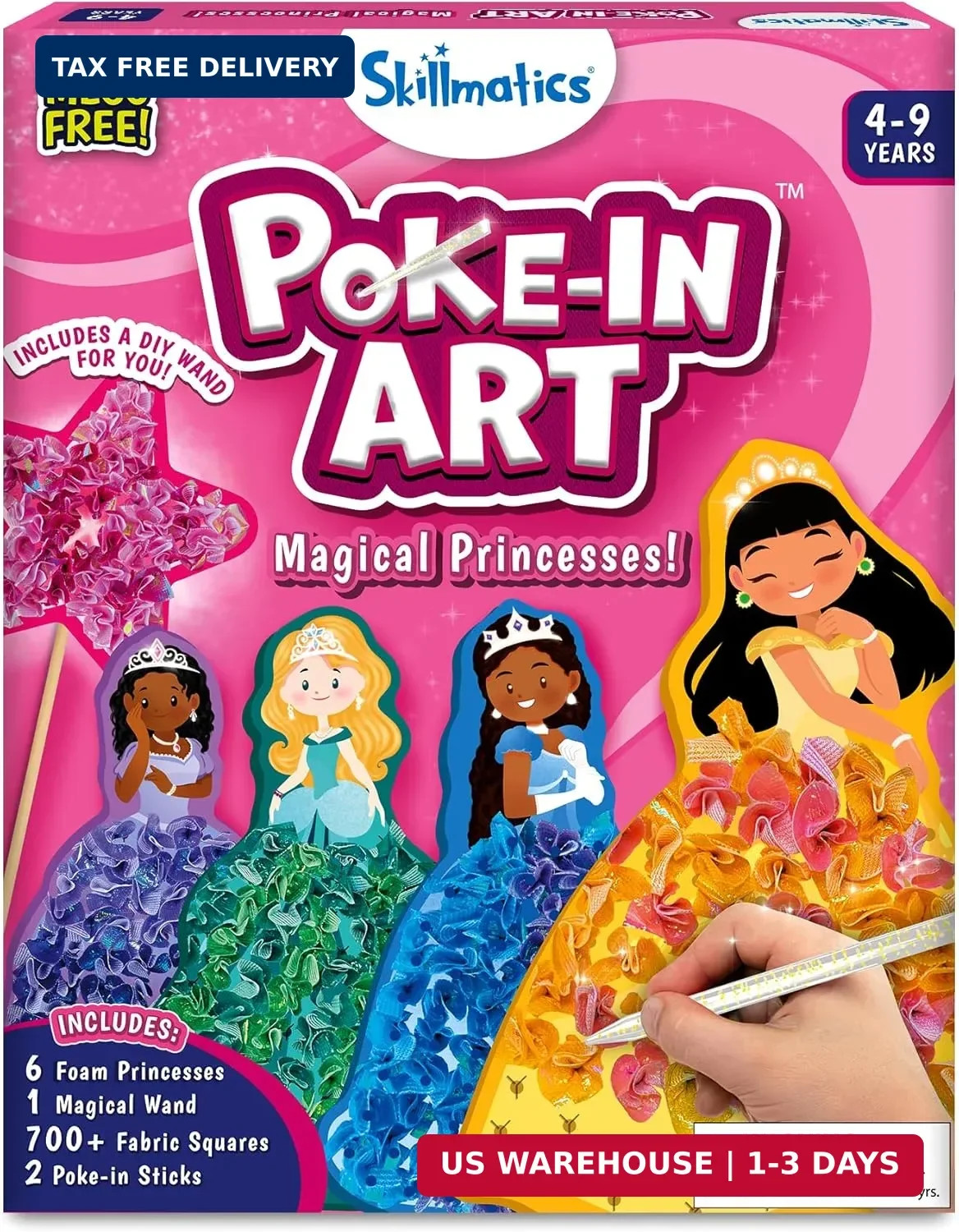 Skillmatics Poke-in Art - Magical Princesses, Mess-Free Fun for Kids, DIY Wood C