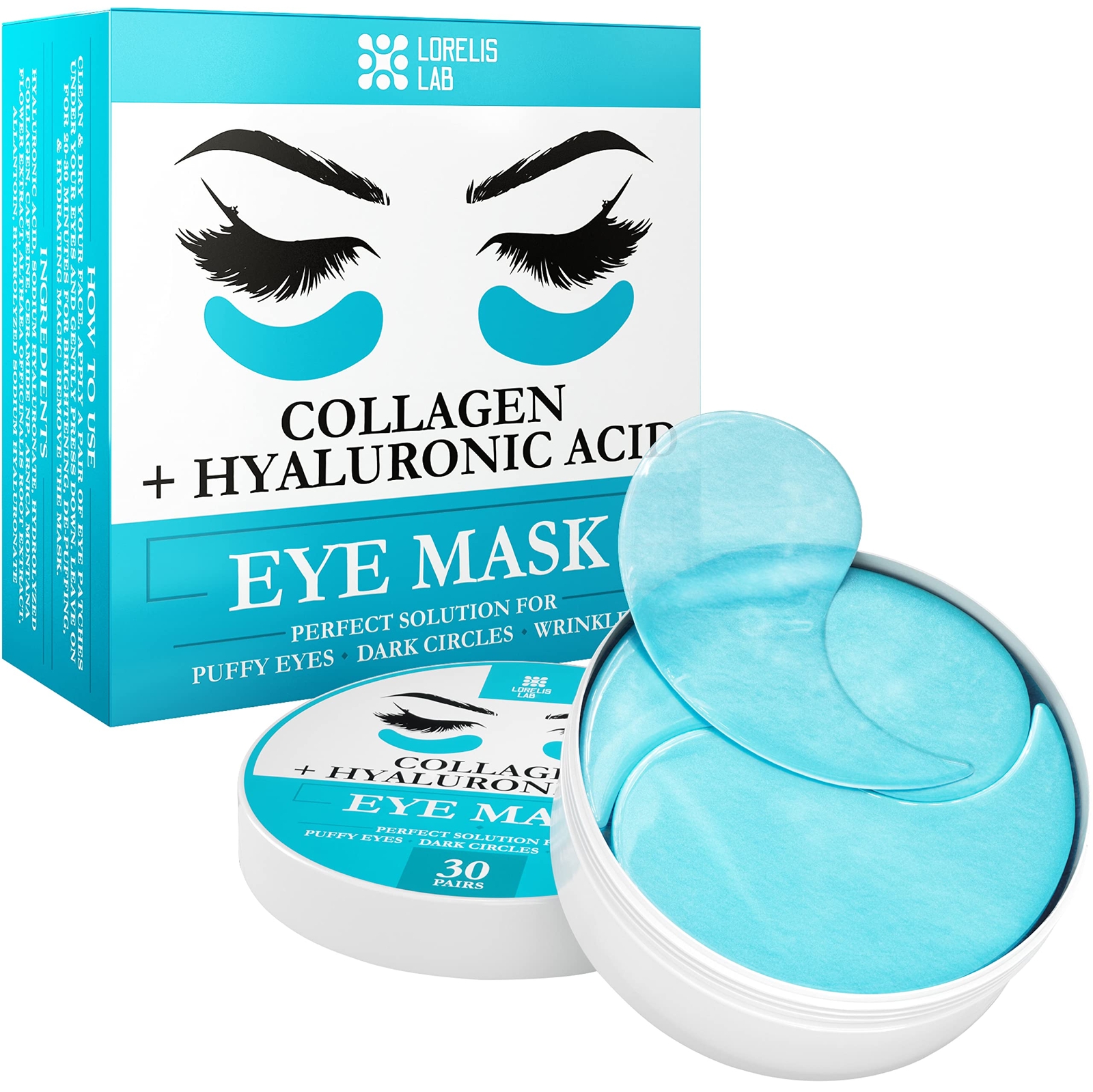 Under Eye Mask for Puffy Eyes, Dark Circles, 30 Pair (Pack of 1), Blue