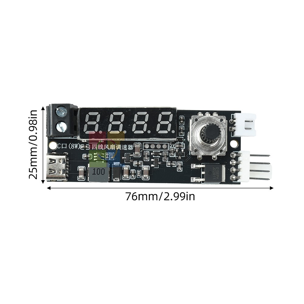 5V 12V 5A 4-Wire PWM Fan Speed Control Module Smart Temperature Control +Display