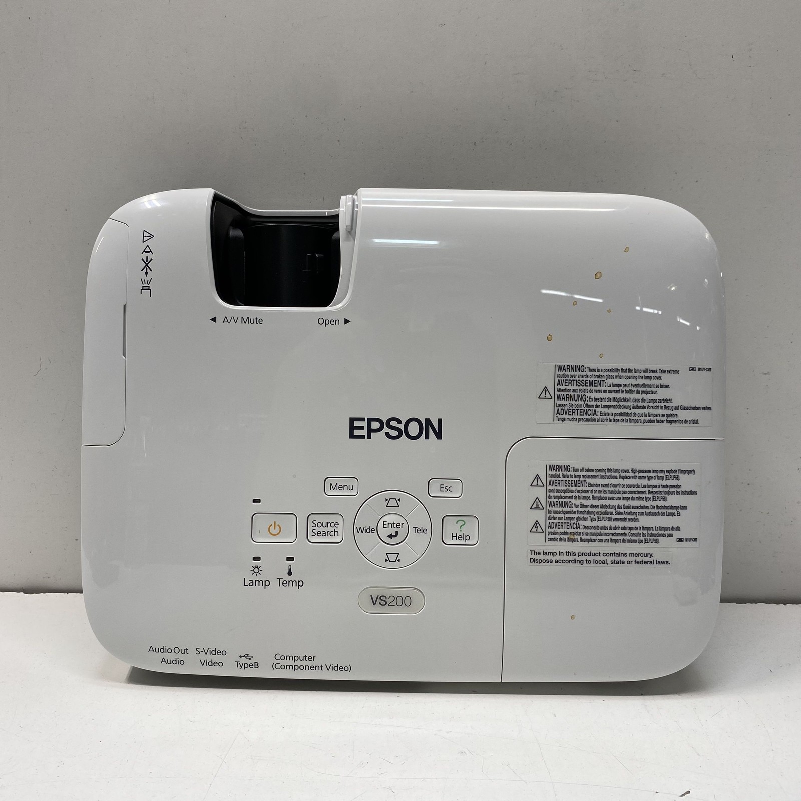 Epson VS200 3LCD Projector H391A White with Remote Cables and User CD