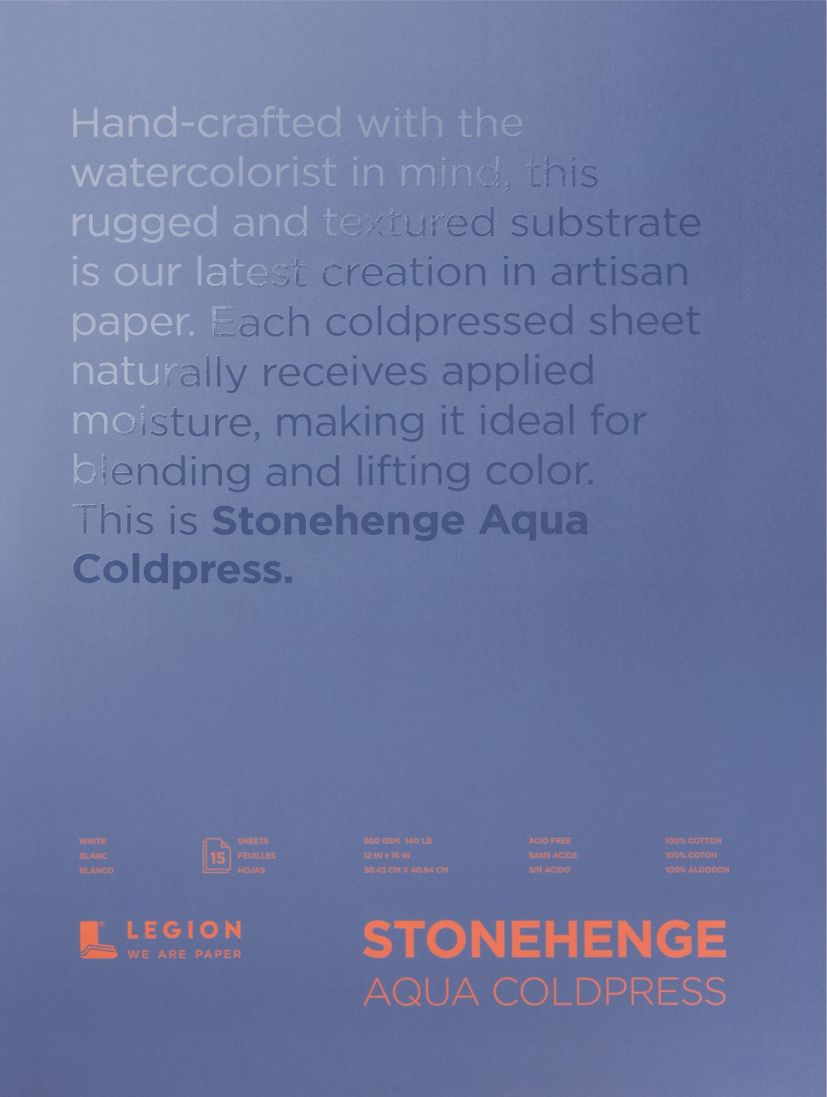 Stonehenge Aqua Block Coldpress Pad 12"X16" 15 Sheets/Pkg-White 140lb