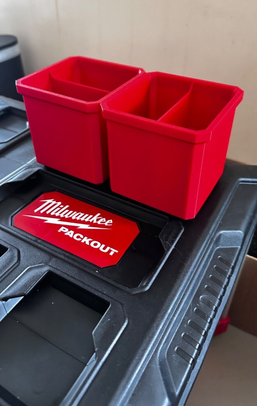 2 Red Packout with Dividers for Milwaukee Organizer Bin Storage