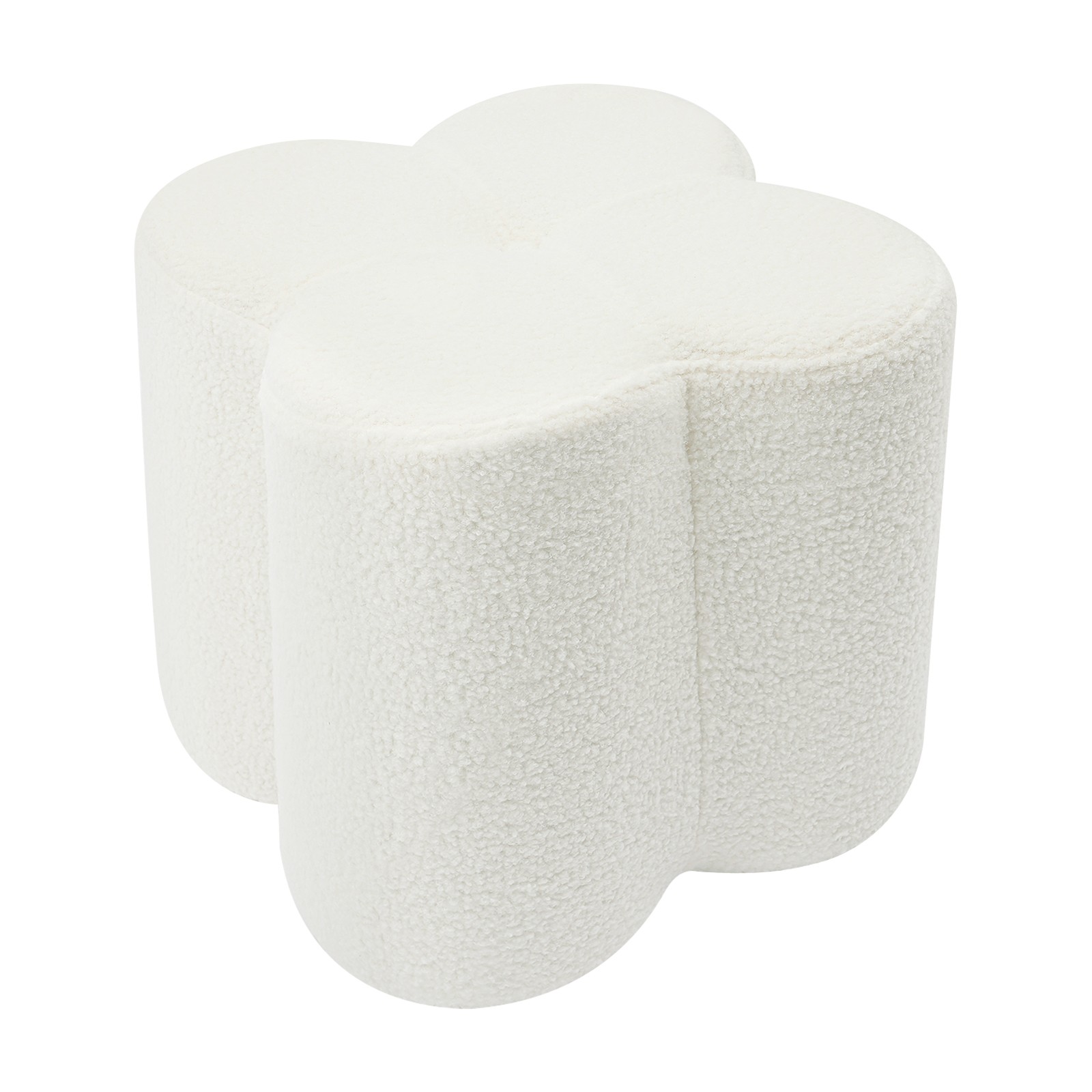 Floor Pouf Ottoman, Floral-shaped Pouf, White Puff Foot Rest, Small Vanity Stool