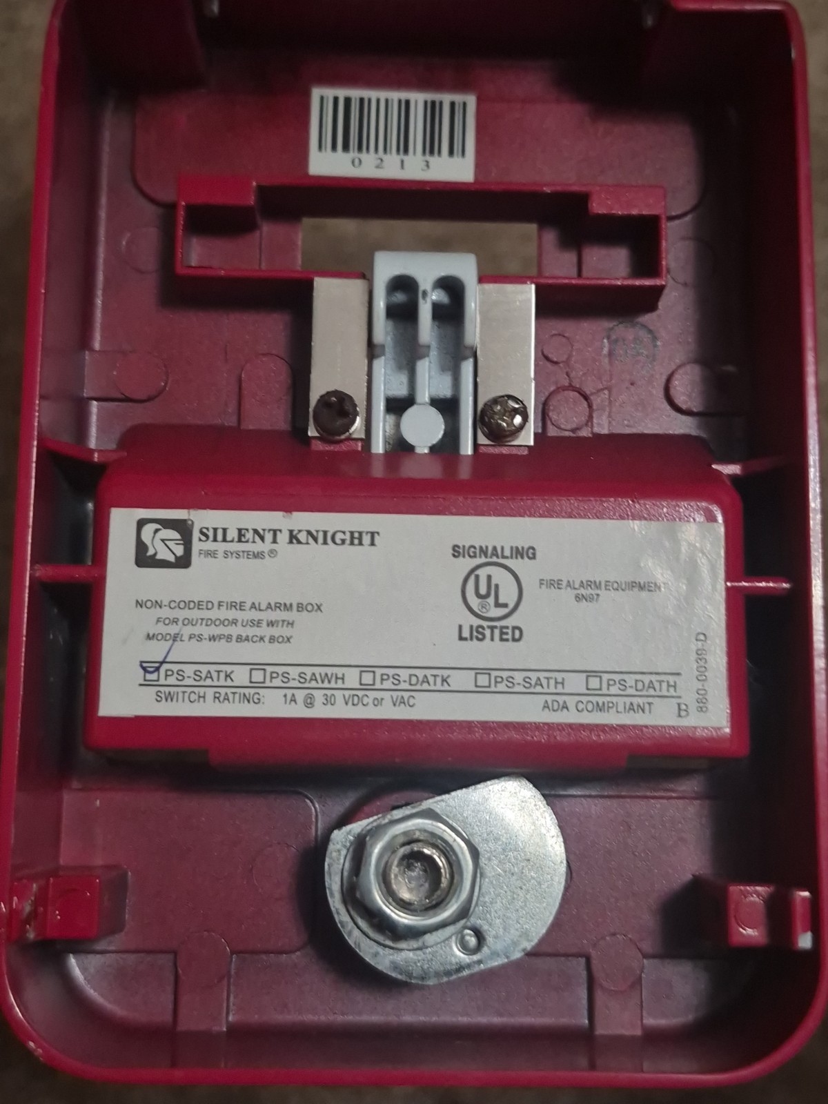 Silent Knight PS-SATK Single Action Manual Pull Station