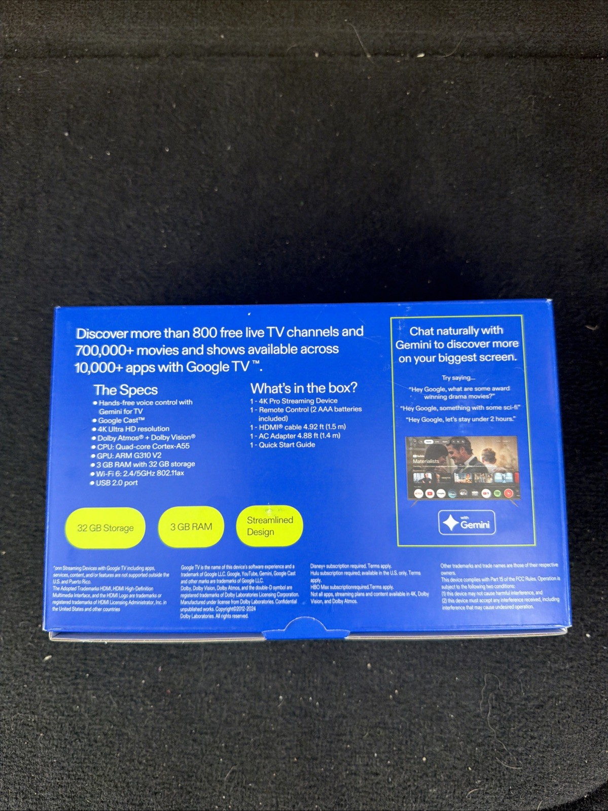 Onn 4K Pro Google TV Black (2026 Model)