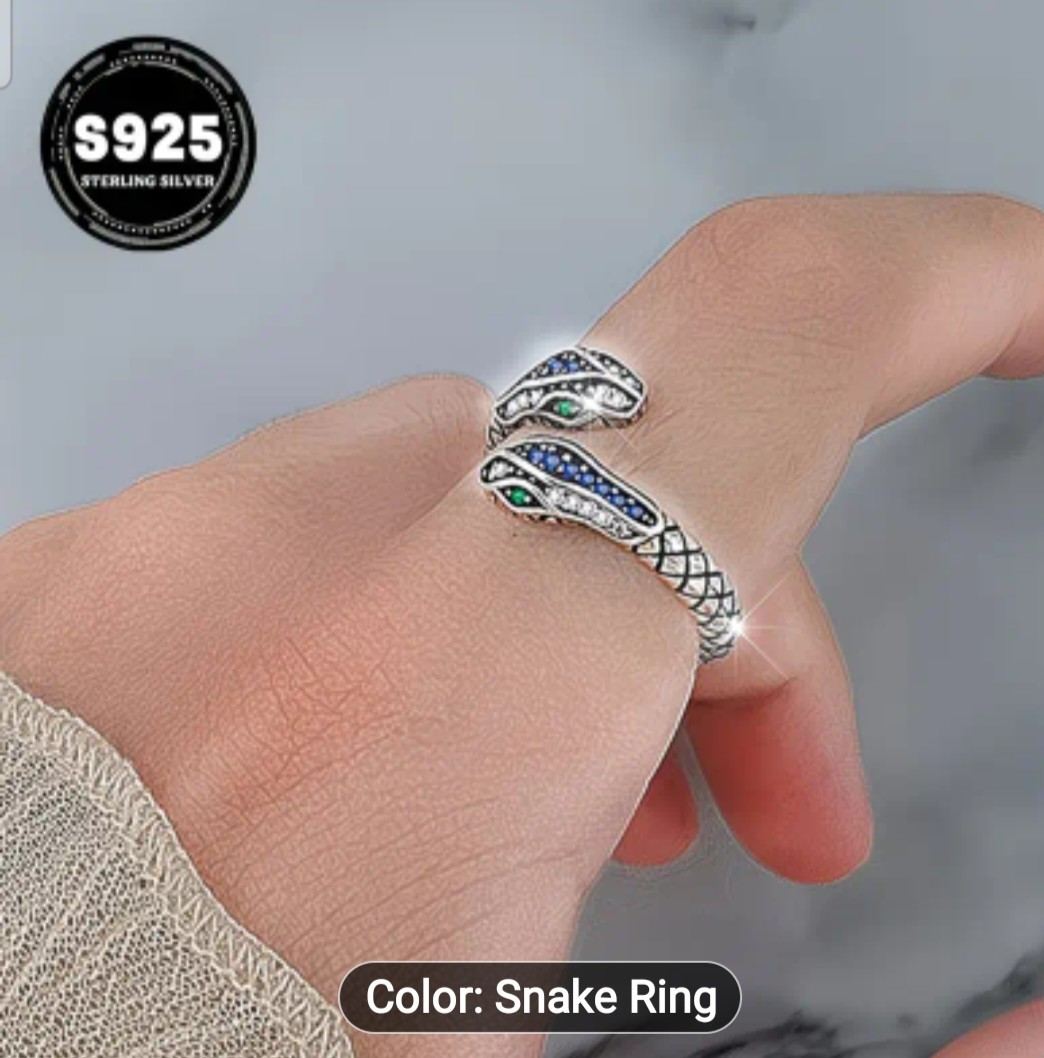925 Sterling Silver Adjustable Snake Ring RNG19