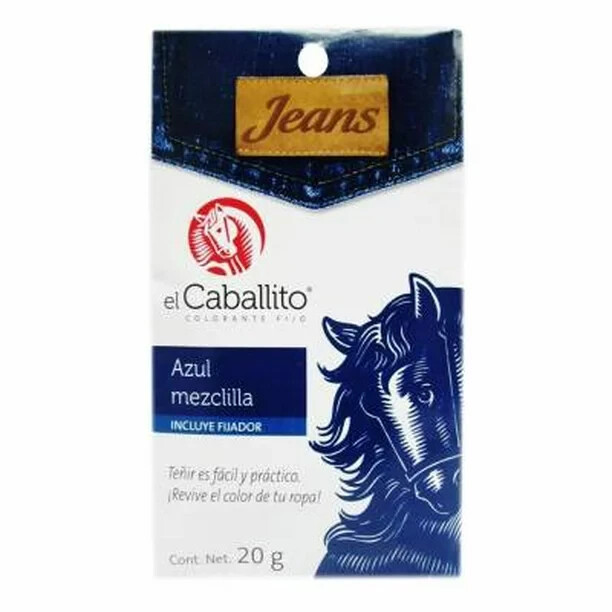 SOBRE COLORANTE/PINTURA PARA ROPA EL CABALLITO COLOR AZUL MEZCLILLA