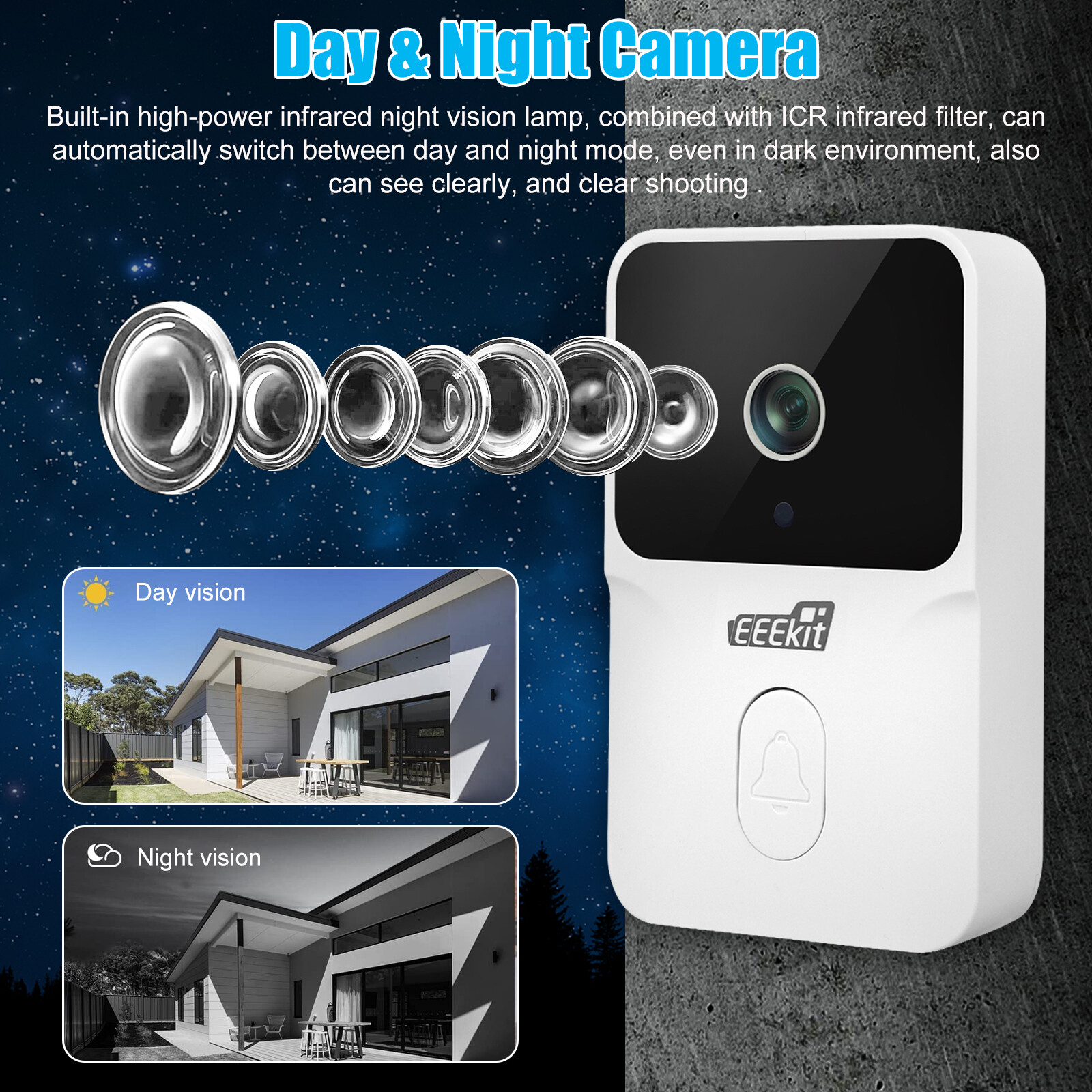 Smart Wireless WiFi Doorbell Intercom Video Recording Camera Door Bell Security