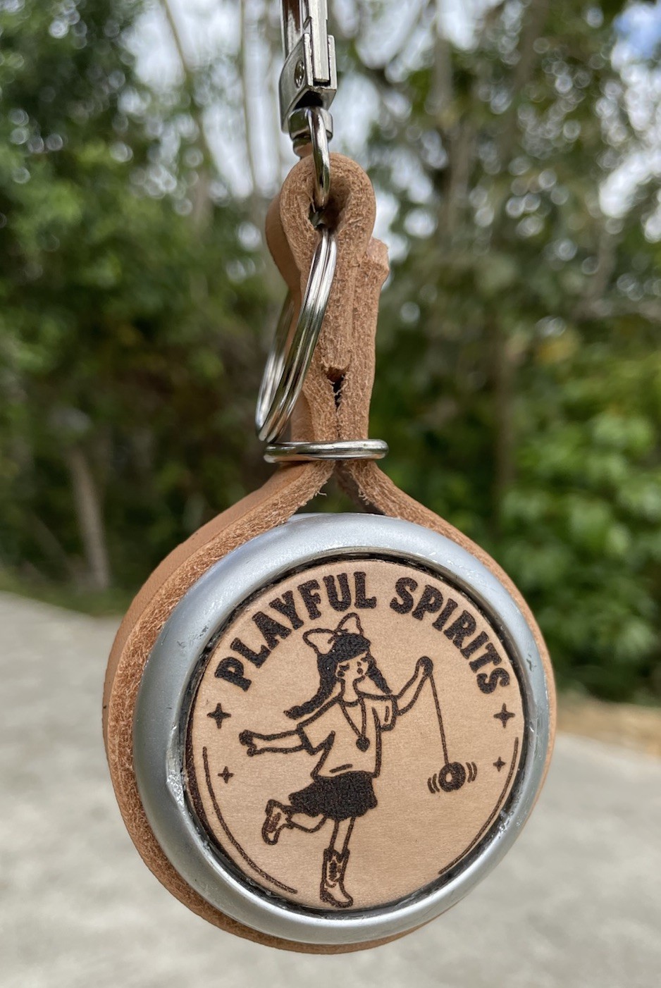 Yoyo Rare Cool Leather Holster Keychain Yo-Yo Artisan Retro Look Cowgirl