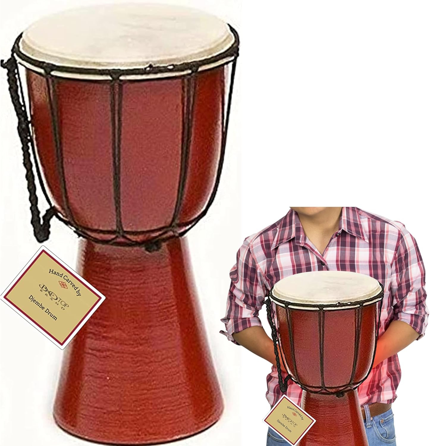 Drum Djembe Is a Rope Goat Skin Covered Goblet African Drum Played by Hands West