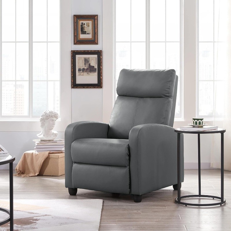 Single Recliner Chair PU Leather Sofa Padded Seat Club Chair Theater Seating