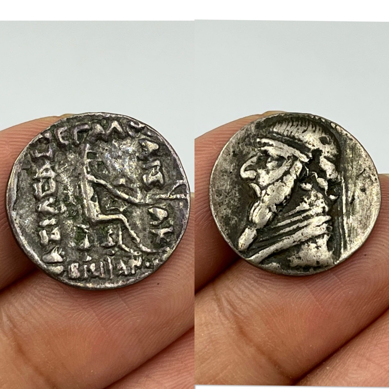 Ancient Central Asian Parthian Empire Large silver Coated Coin In Good Condition
