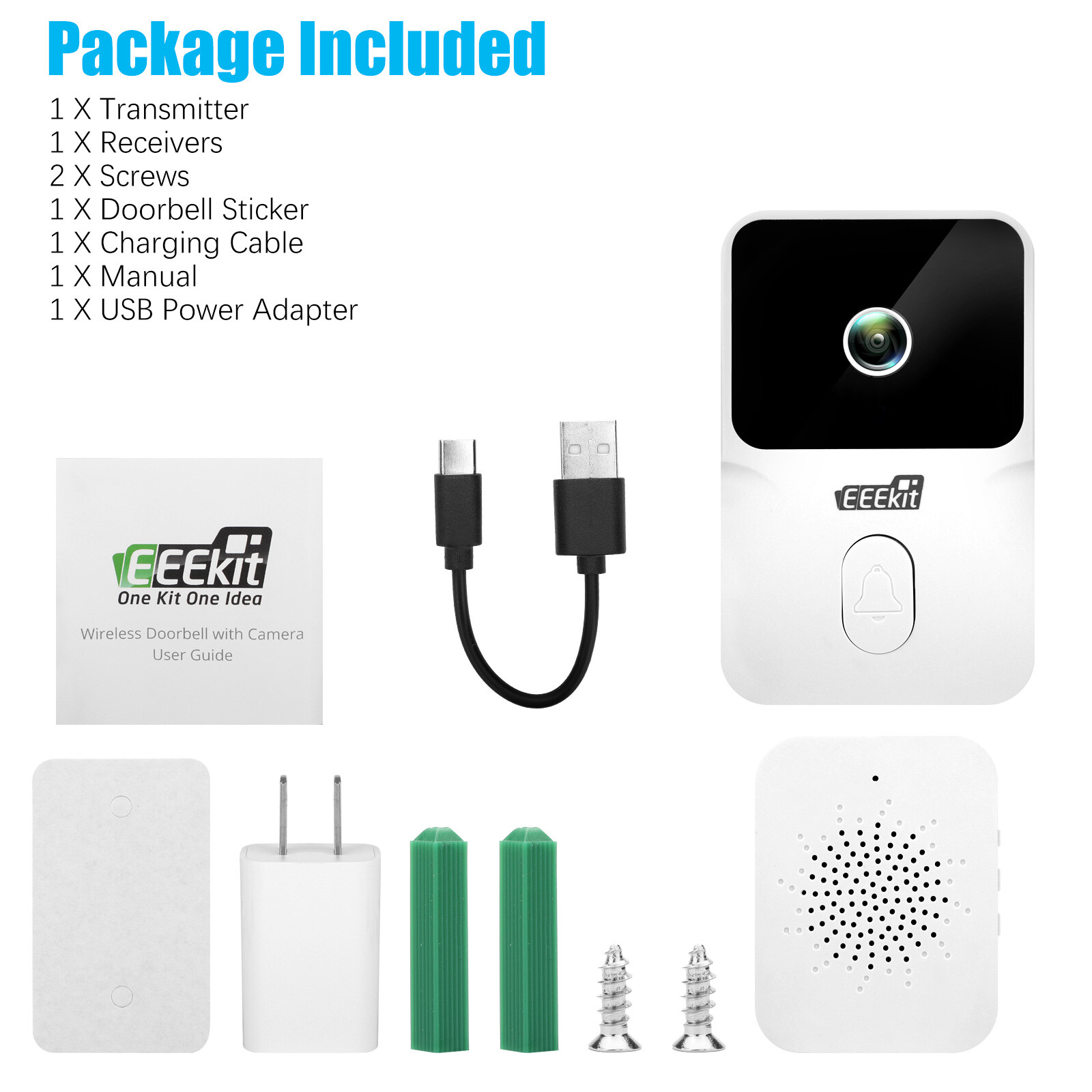 Smart Wireless WiFi Doorbell Intercom Video Recording Camera Door Bell Security