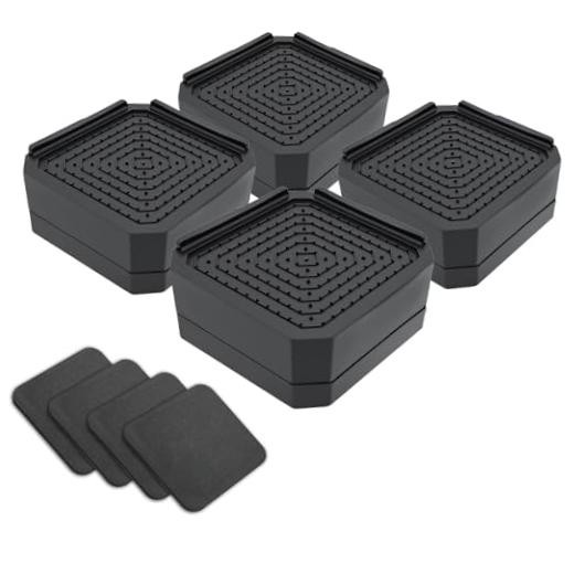 4 Pack Bed Risers Heavy Duty, Adjustable Furniture One layers 1.5inches Black