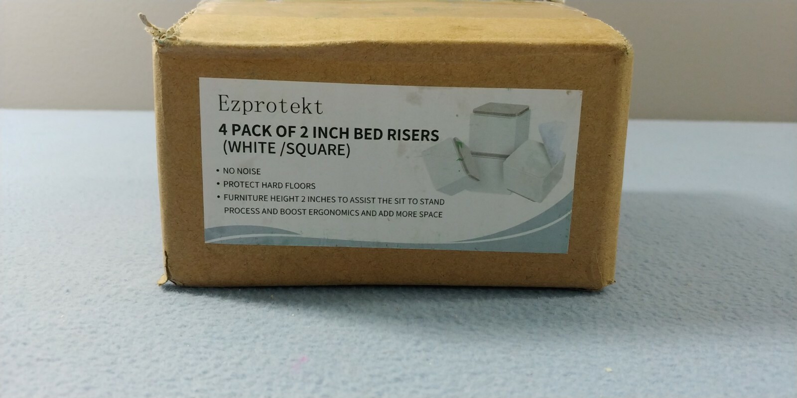 4 PACK 2" BED RISERS WHITE SQUARE STEEL ADDS 2 INCH HEIGHT LIFT FURNITURE