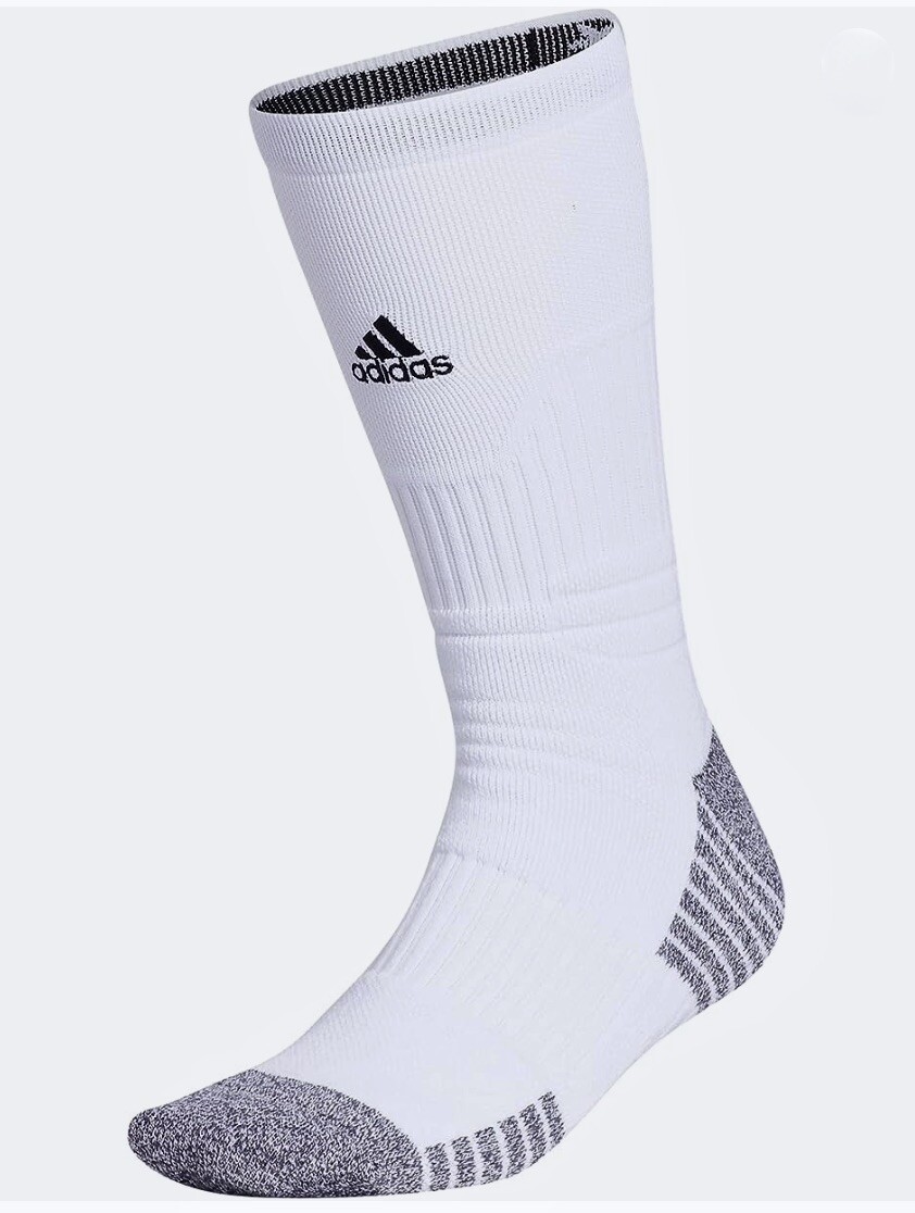 ADIDAS 5 Star Max Cushioned White Black Team Crew Sport Socks Mens L Fits 9.5-12
