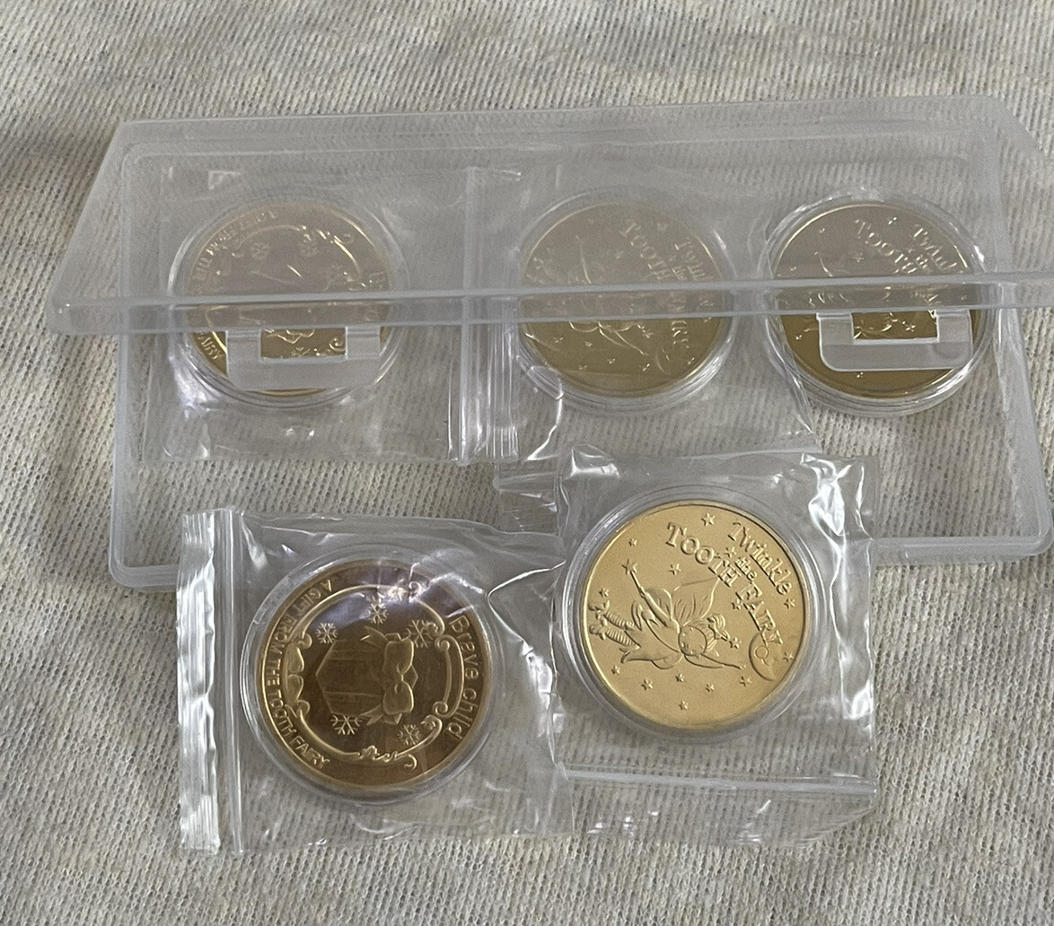 Unusual Twinkle The Tooth Fairy Gold Plated Coin . NEW LOT OF 5x