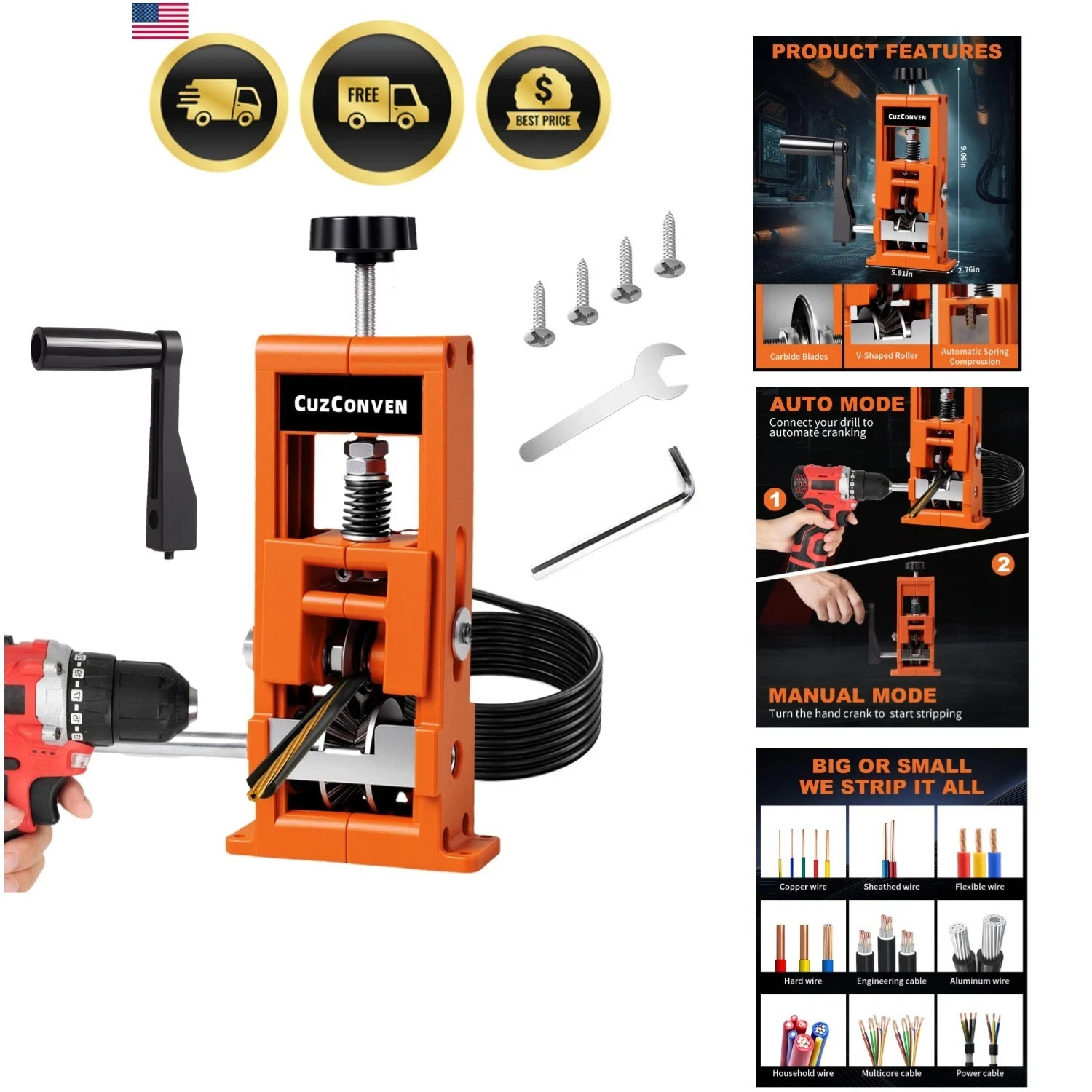 Wire Stripper Machine,0.04-1 Inch Scrapping Copper Wire Peeler Machine, Drill...