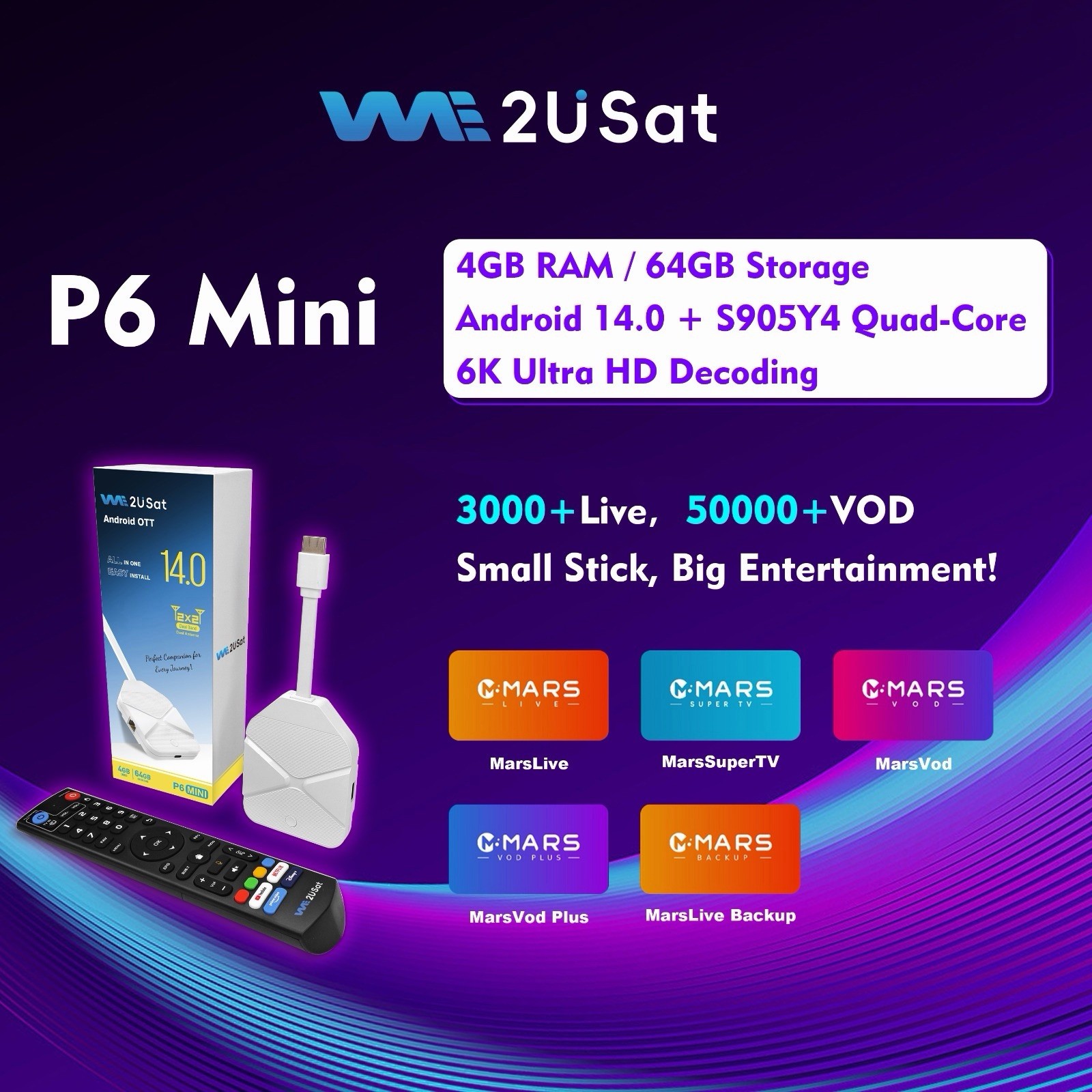 Brand New 2026 We2USat P6 Mini Cable TV Portable One Payment No Monthly Fees