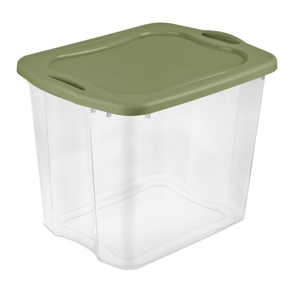 Large 95 Quart Clear Plastic Storage Container Bin with Full-Grip Handles, Green