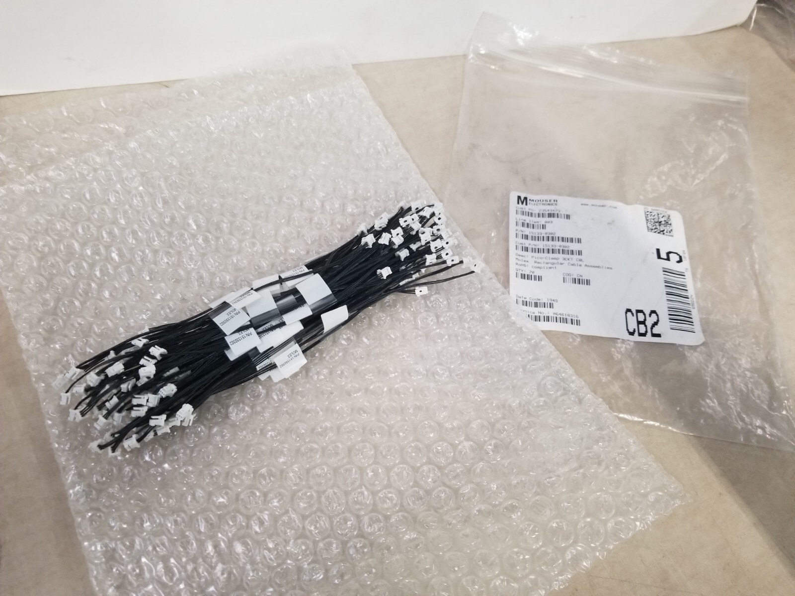 Rectangular Cable Assemblies Pico-Clasp 3CKT CBL ASSY SR 150MM WHITE 70/QTY