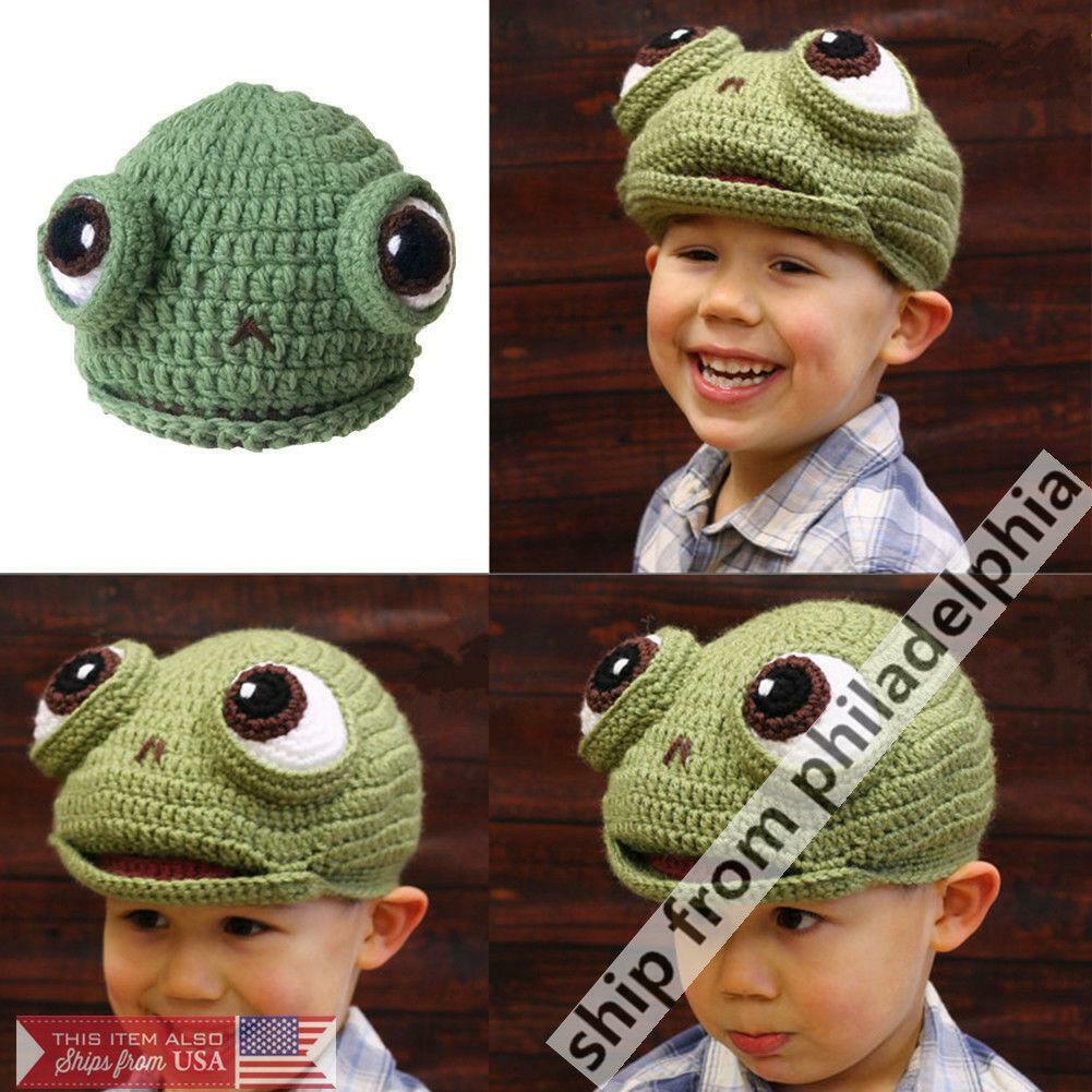 Hat Frog Hat Winter Knitted Children Wear Baby Boy Girl Animal Unisex Cap 528