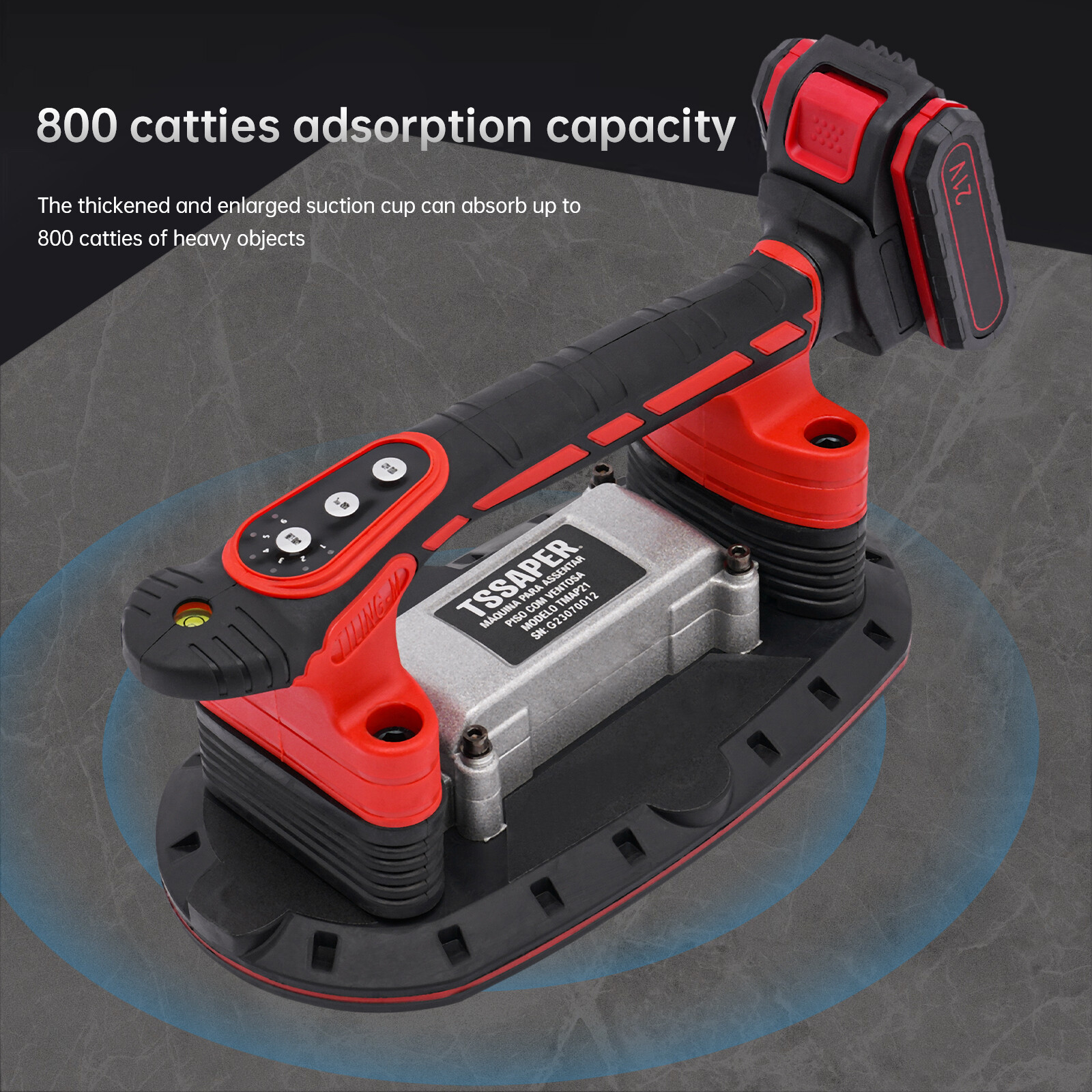 21V Handheld Tile Vibration & Suction Tool 6-Speed Dual-Mode 2×2000mAh