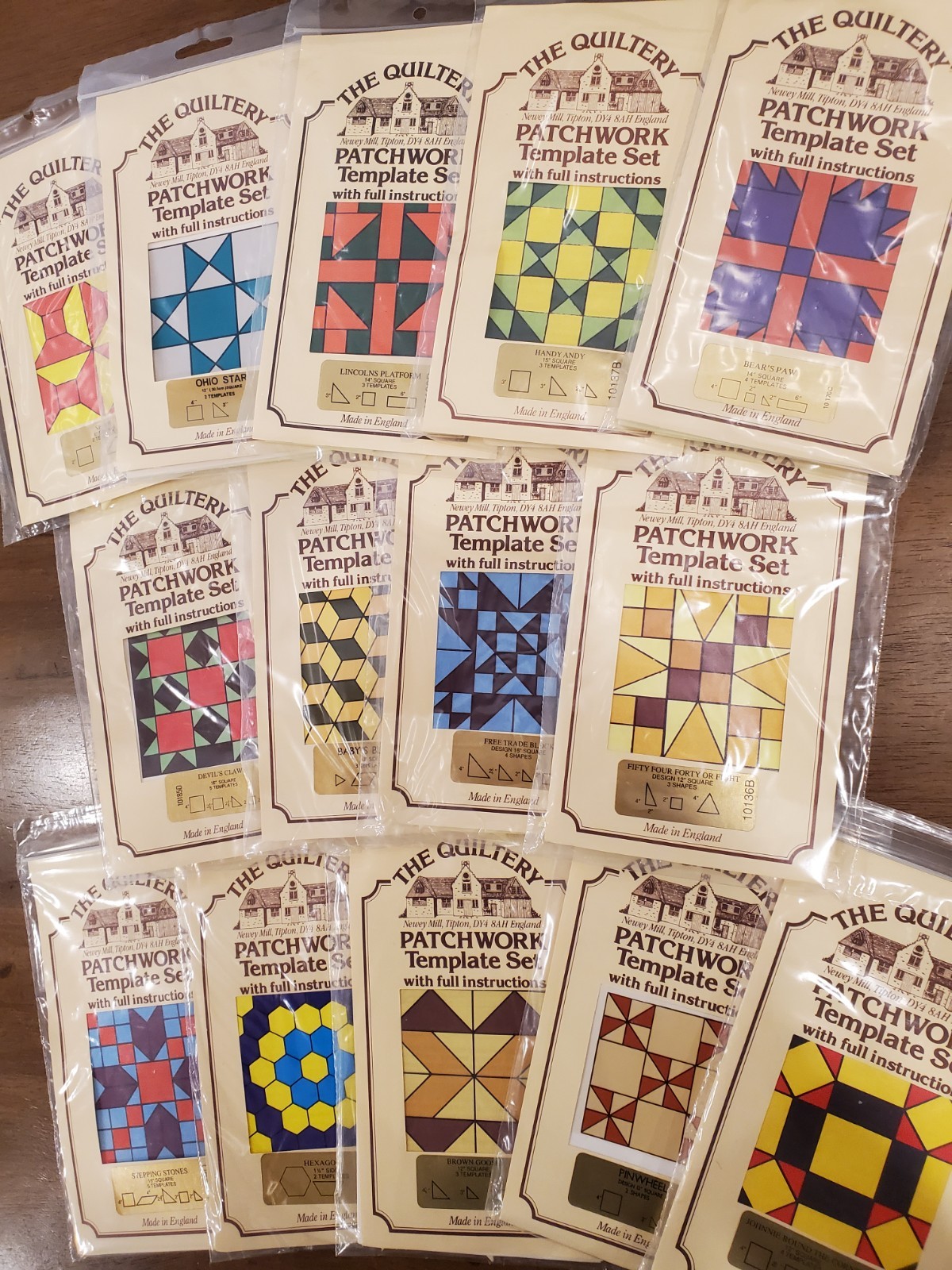 Vintage Quiltery Patchwork Templates Made in England Quilt Pattern 1/8" Acrylic