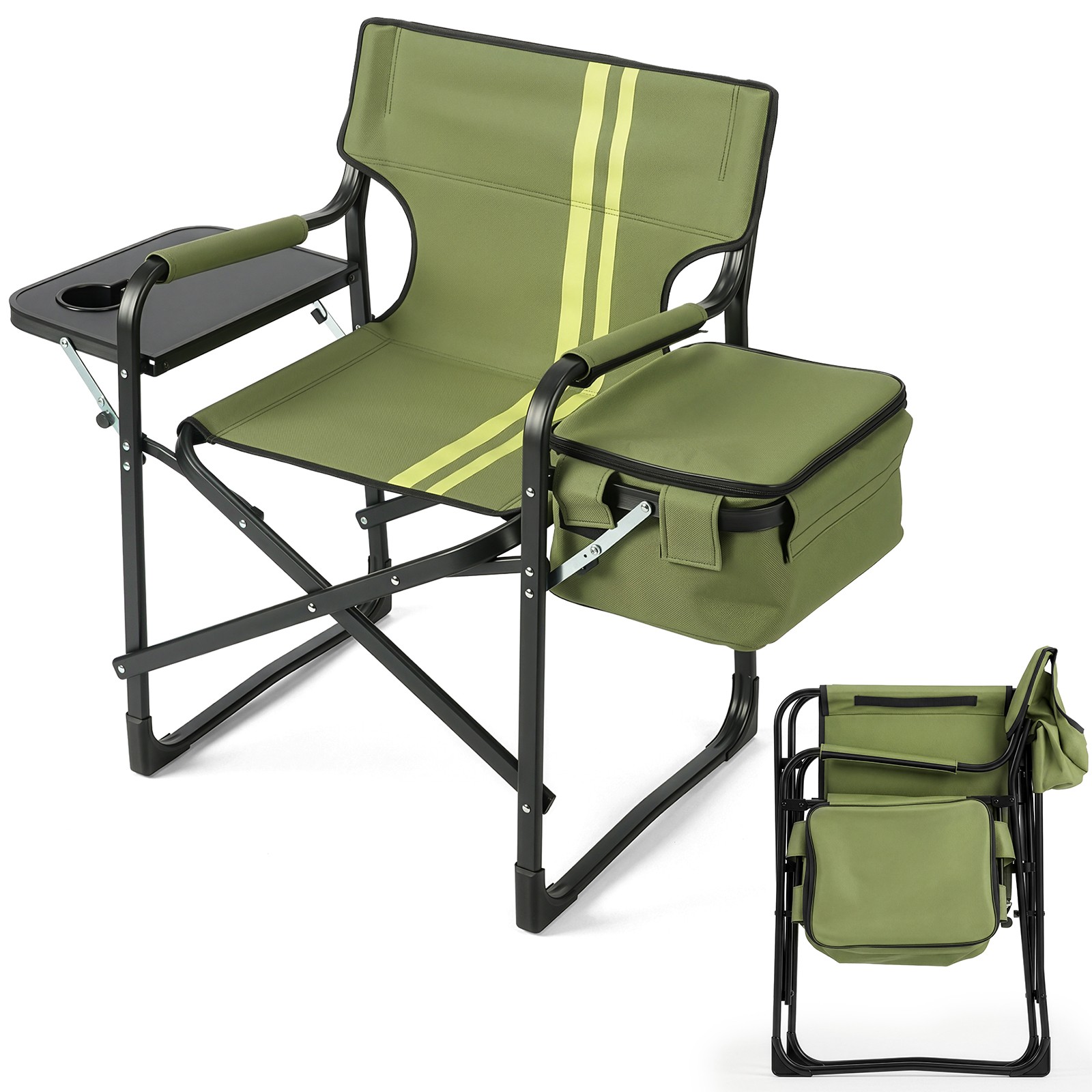 46.46x 20.87 x 33.46Folding Camping Chair with Side Table & Insulated Cooler Bag
