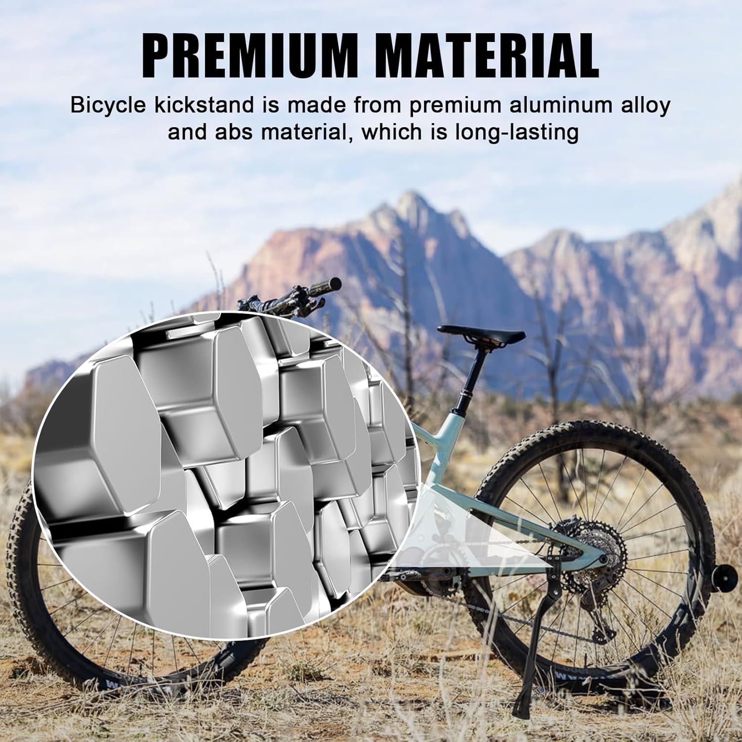E Bike Kickstand for Adult Bikes, PSLER Adjustable Ebike Kickstand Heavy Duty An