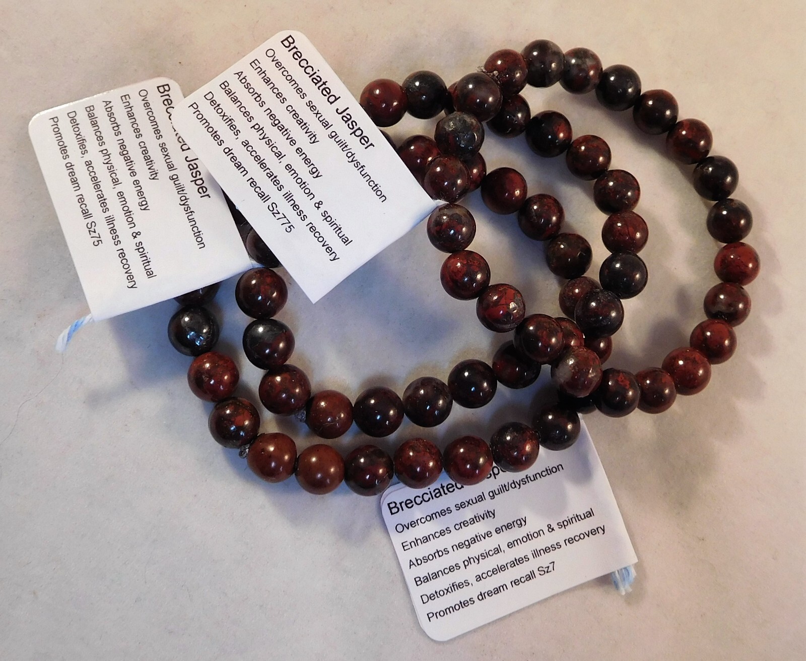 Natural Gemstone Brecciated Jasper Round Bead Bracelets by Healing Light Stones