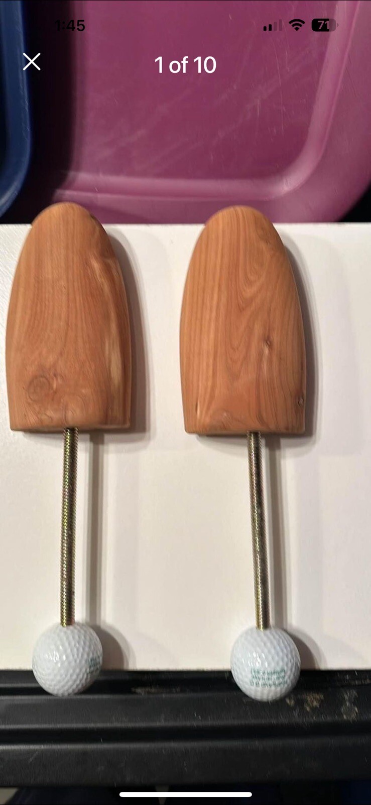 Adjustable Cedar Wood Shoe Tree Shaper Stretcher with Golf Balls