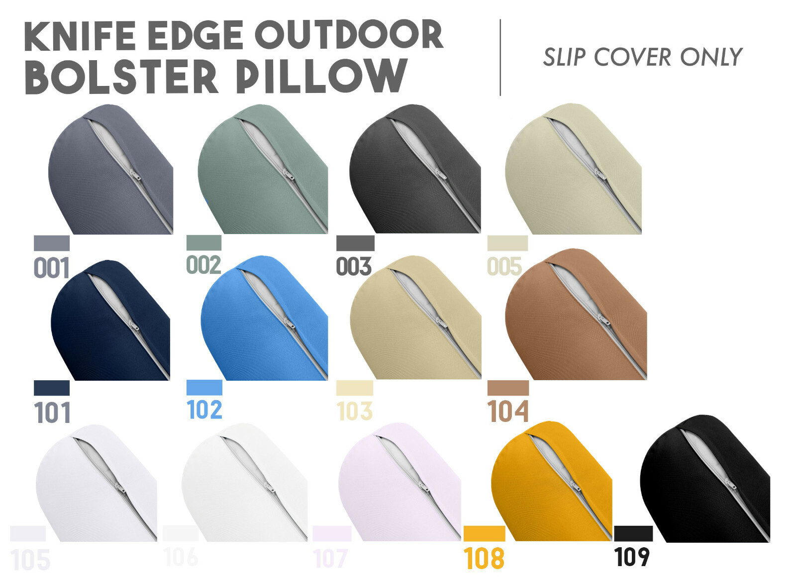 COVER ONLY - Outdoor Knife Edge Small/Medium/Large Bolster Pillow Slipcover