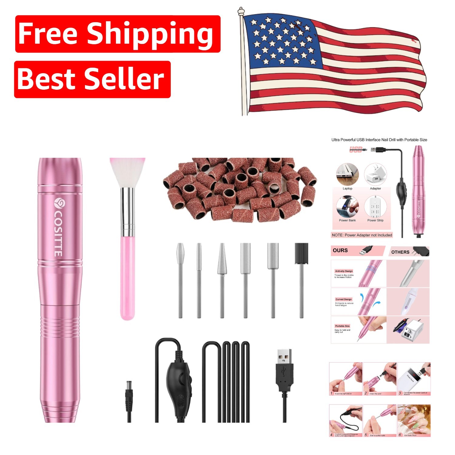 Lightweight Pink Electric Nail Drill – Ideal for Travel & On-The-Go Manicures