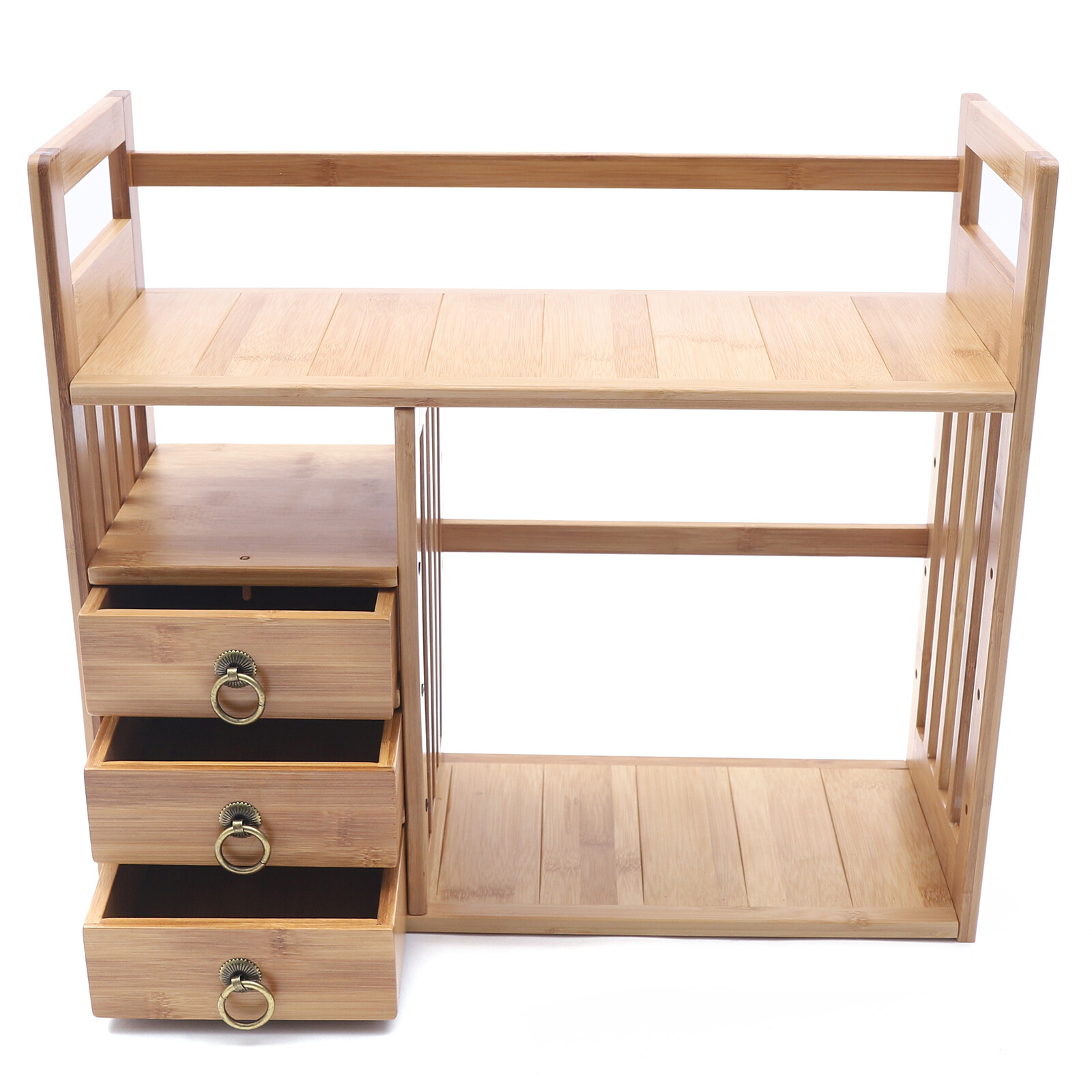 Adjustable Natural Wood Dasktop Bookshelf Bamboo Desk Storage Display Organizer
