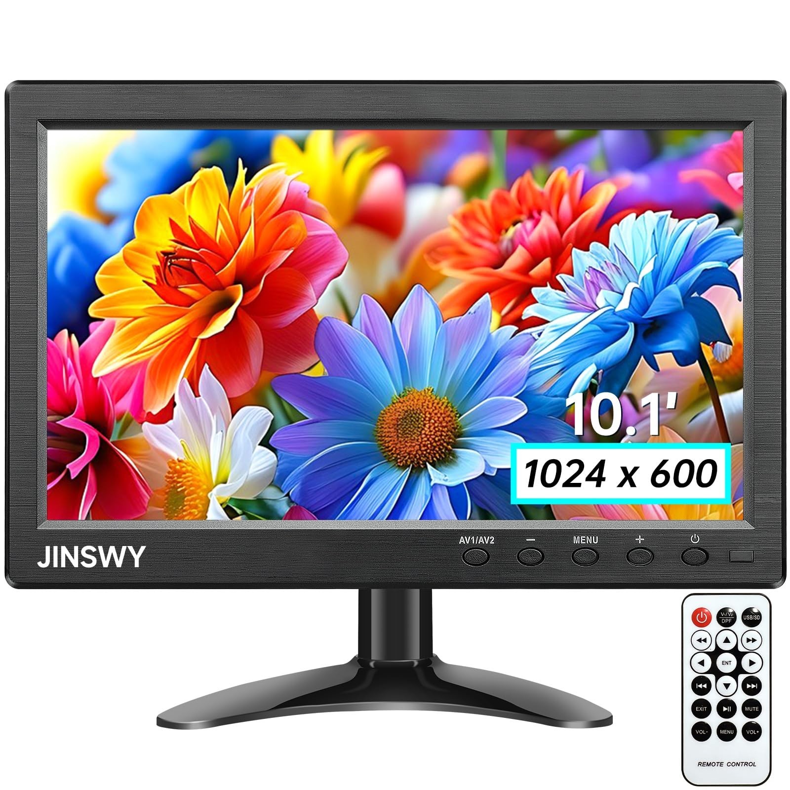 10.1" Security Monitor, 1024x600 HD Display, HDMI VGA BNC AV USB Ports, Small...
