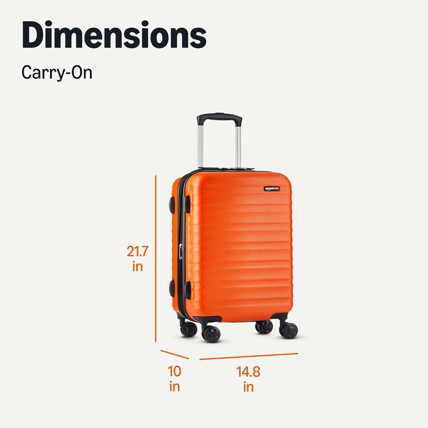 Basics 21" Hardside Spinner Suitcase - Orange, Expandable 25%, Telescoping Handl