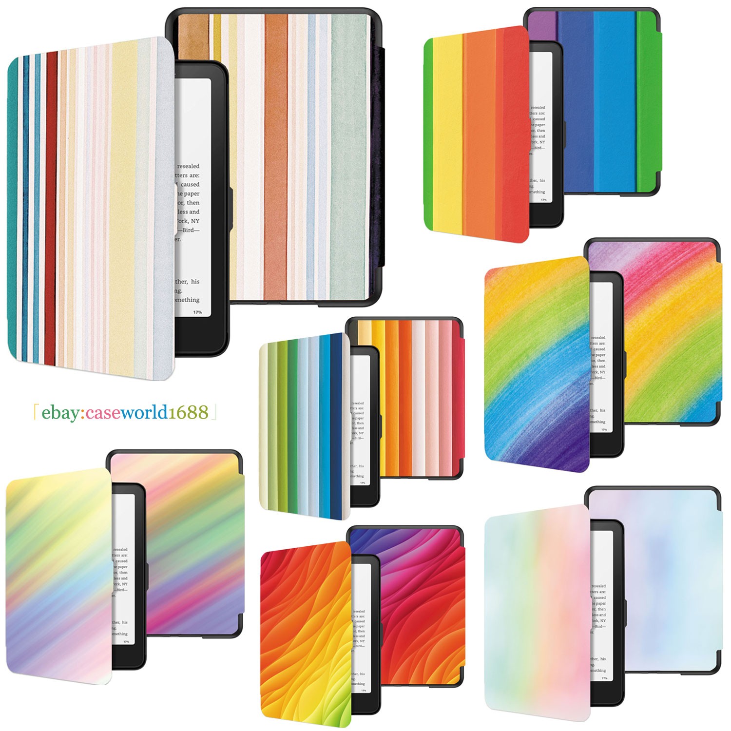 Colorful Rainbow Flip Leather Case For Kindle 8/1011/12th Papperwhite 1 2 3 4 5