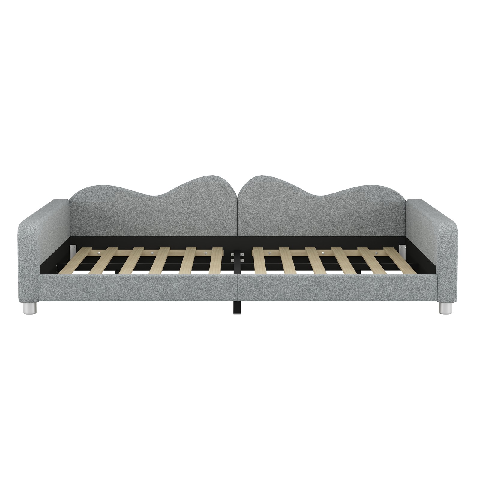 Full size Upholstered Daybed, Sherpa Fabric Sofabed with Cloud-Shaped Backrest