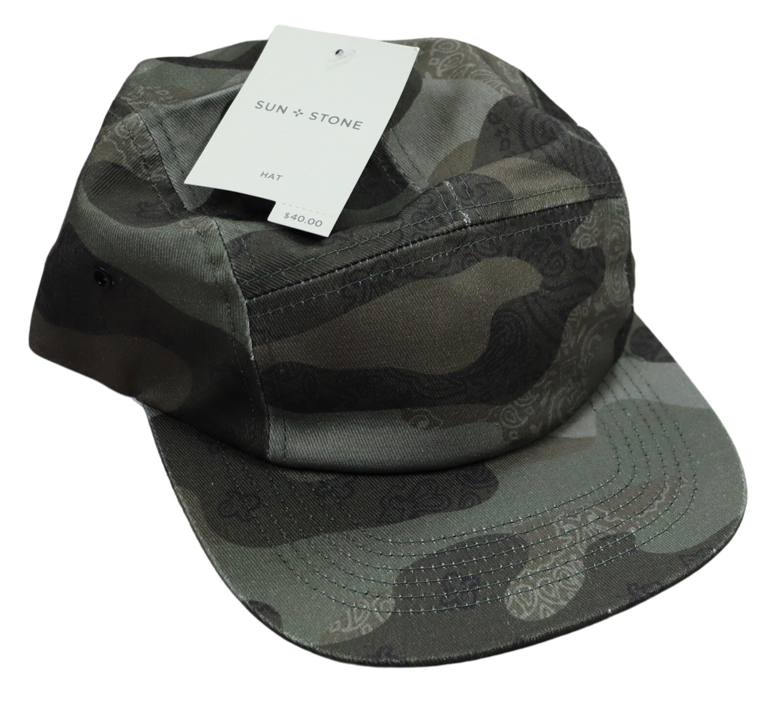 Sun + Stone Paisley Camouflage Clip Back Men's Panel Hat OSFM NWT