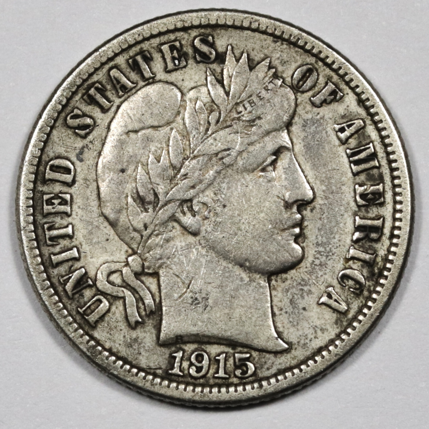 1915-s Barber Dime.  Natural Uncleaned.  VF-XF.  204436