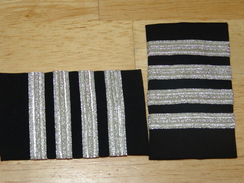 AeroPhoenix PILOT CAPTAIN AIRLINE EPAULETS SLIDERS  4 BARS SILVER ON BLACK