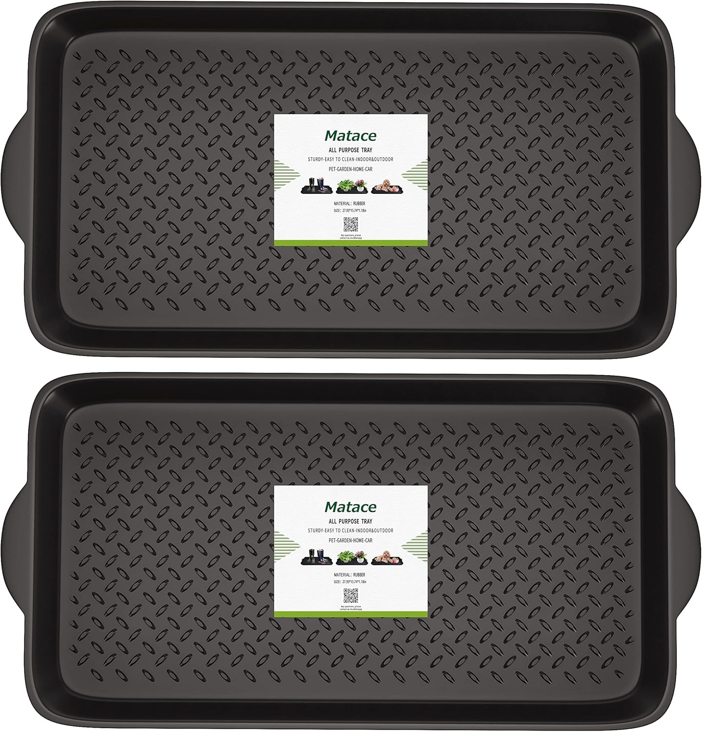 Matace 2 Pack Rubber 29.5" x 15.7" x 1.2" (2Pack ), Black