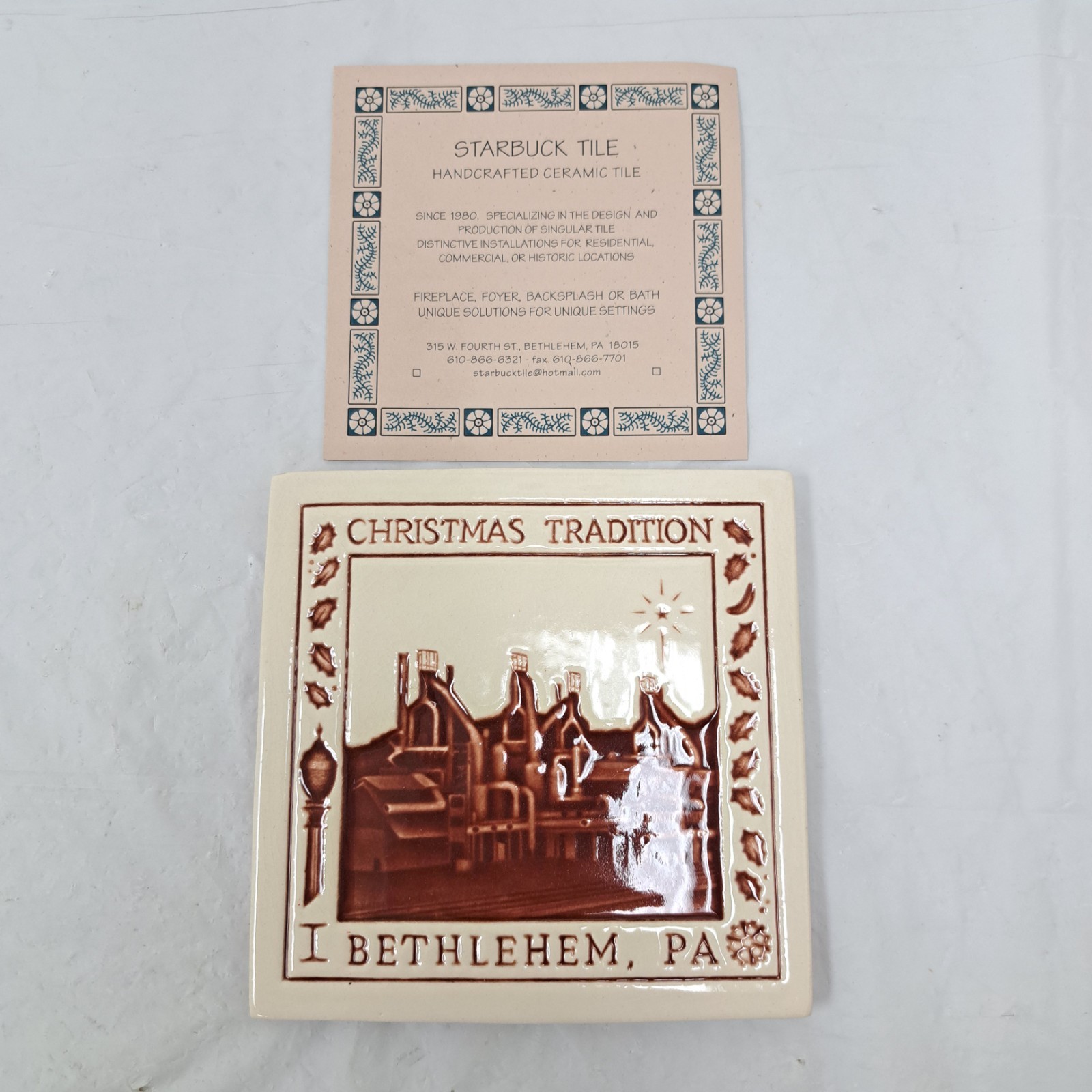 Bethlehem PA Christmas Tradition 2005 Starbuck Goldner Tile Trivet